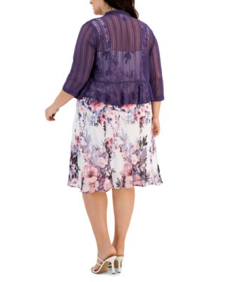 Connected Plus Size Floral-Print Jacket Dress