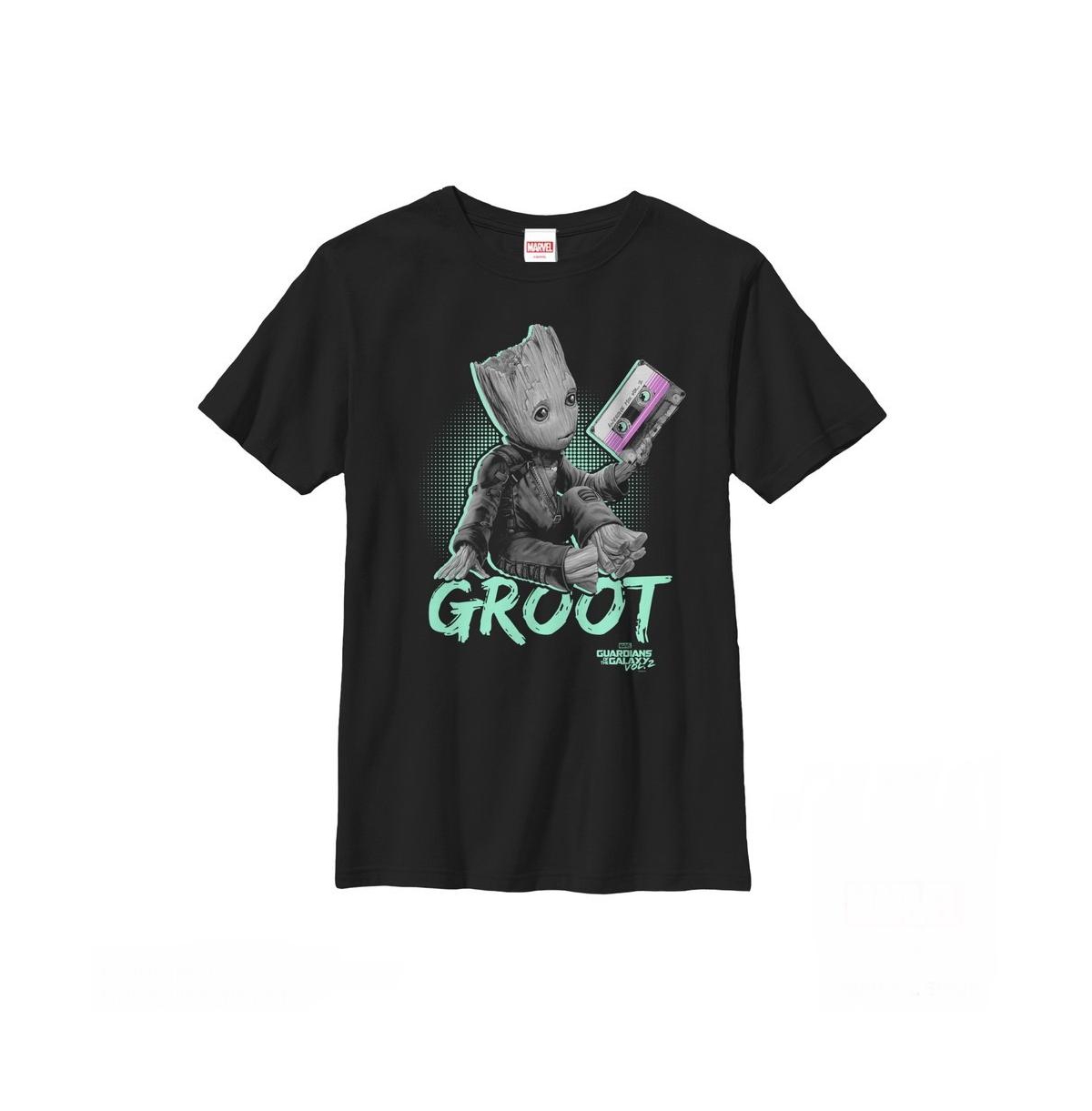 Marvel Kids' Boy's  Guardians Of The Galaxy Vol. 2 Groot Mix Tape Child T-shirt In Black
