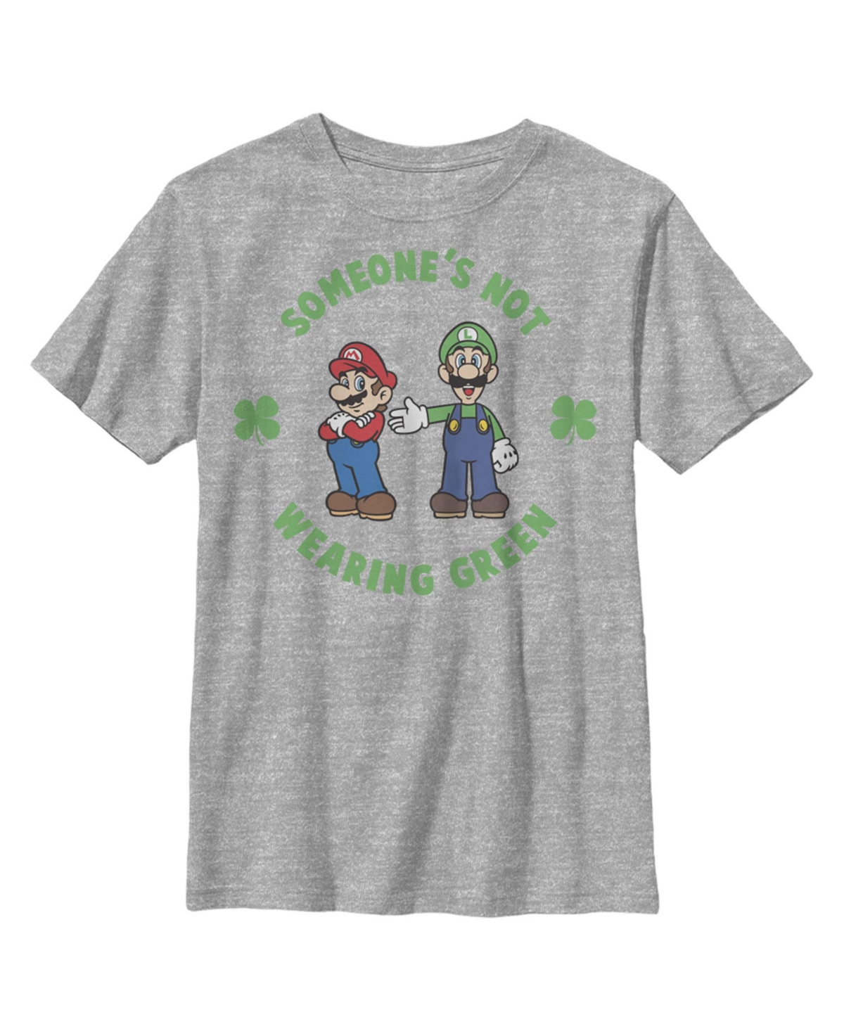 Nintendo Kids' Boy's  Super Mario And Luigi St. Patrick's Not Wearing Child T-shirt In Athletic Heather