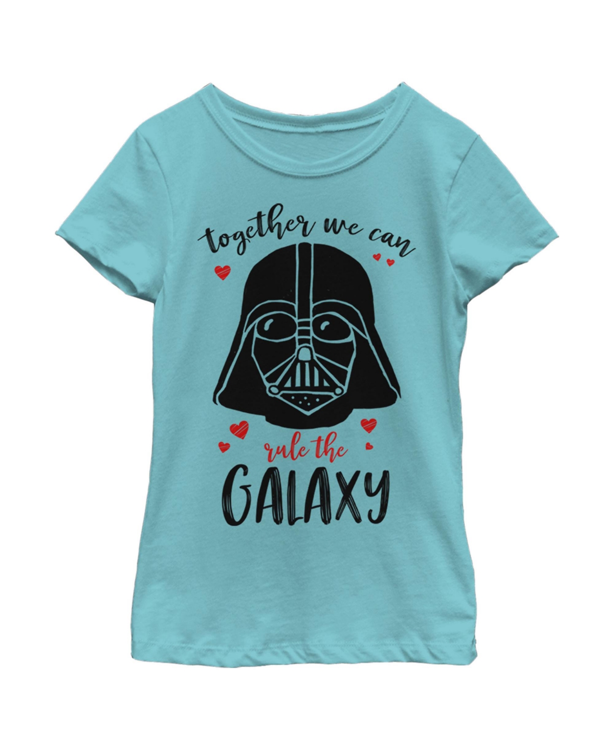 Disney Lucasfilm Girl's Star Wars Valentine's Day Darth Vader Together Rule The Galaxy Child T-shirt In Tahiti Blue