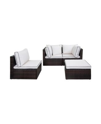 4-Piece Outdoor Patio Sofa Sectional Set with Ottoman