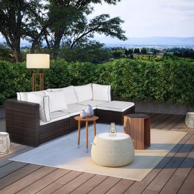 4-Piece Outdoor Patio Sofa Sectional Set with Ottoman