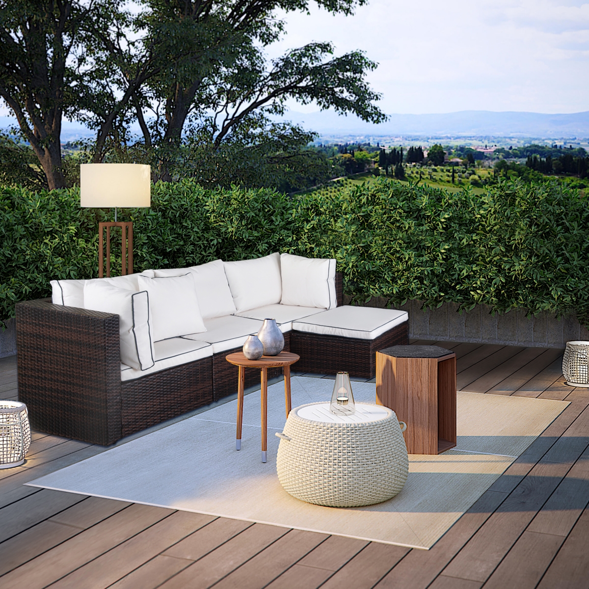 WestinTrends 4-Piece Outdoor Patio Sofa Sectional Set with Ottoman