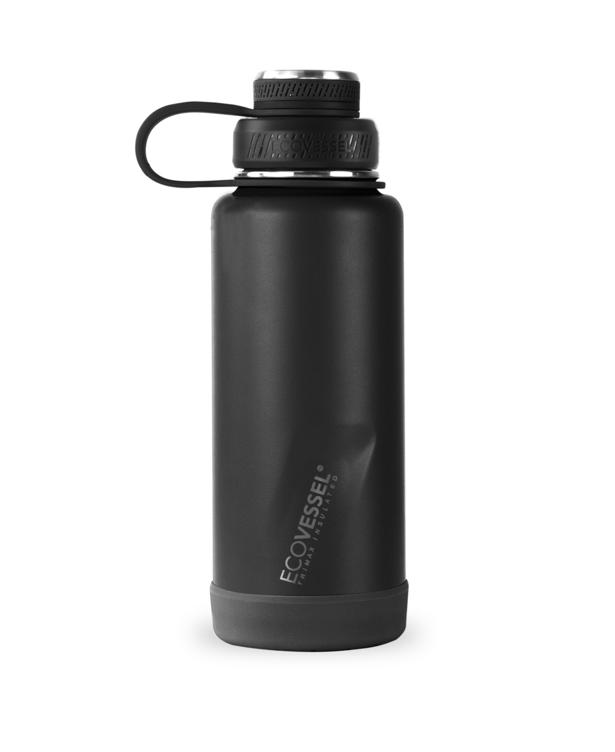Ecovessel Boulder Trimax Insulated Stainless Steel Bottle Strainer And Silicone Bumper, 32 oz In Black
