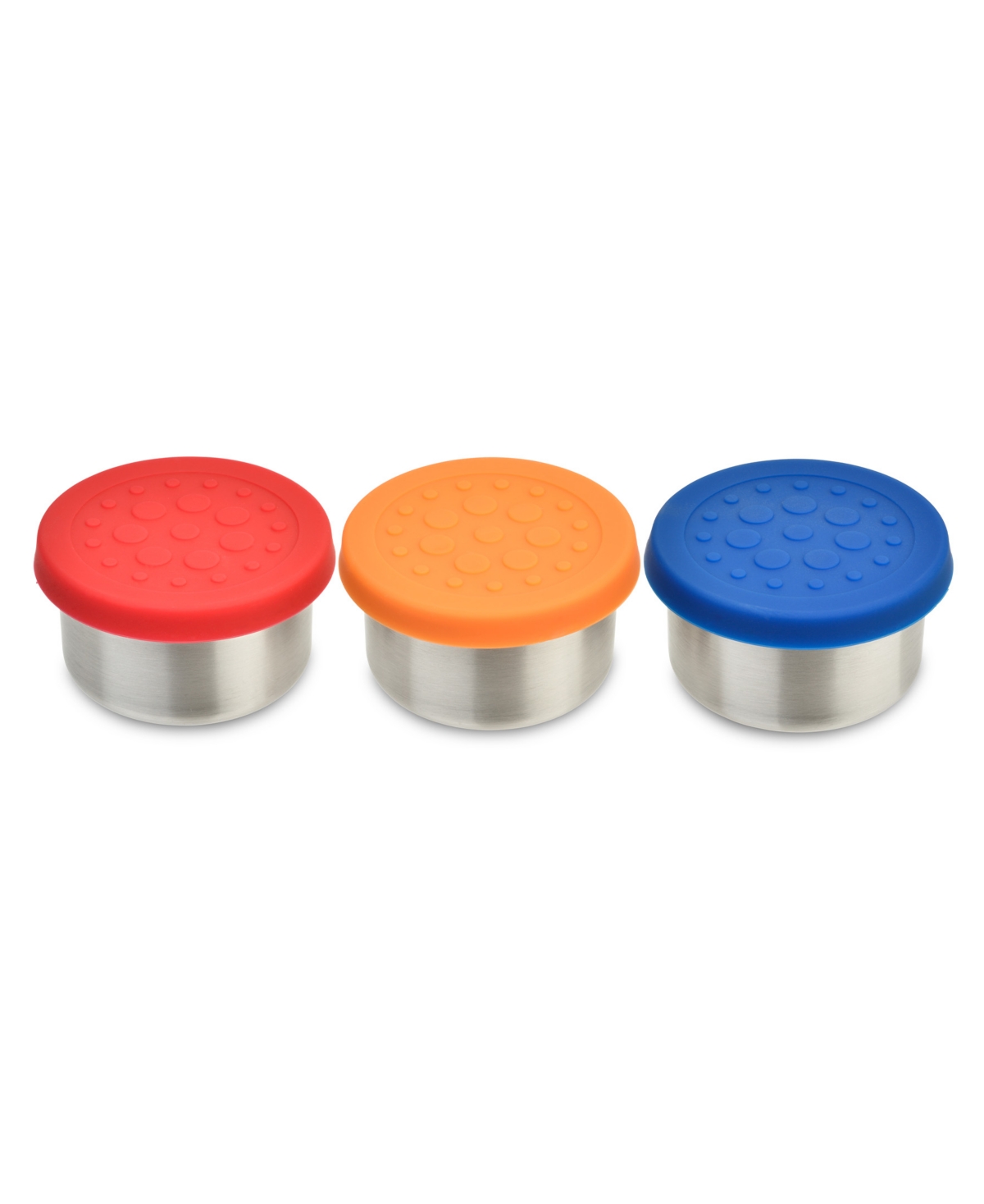 Lunchbots 1.5 oz Dips Stainless Steel Leak-resistant Condiment Holders Assorted Color Silicone Lids, Set Of 3