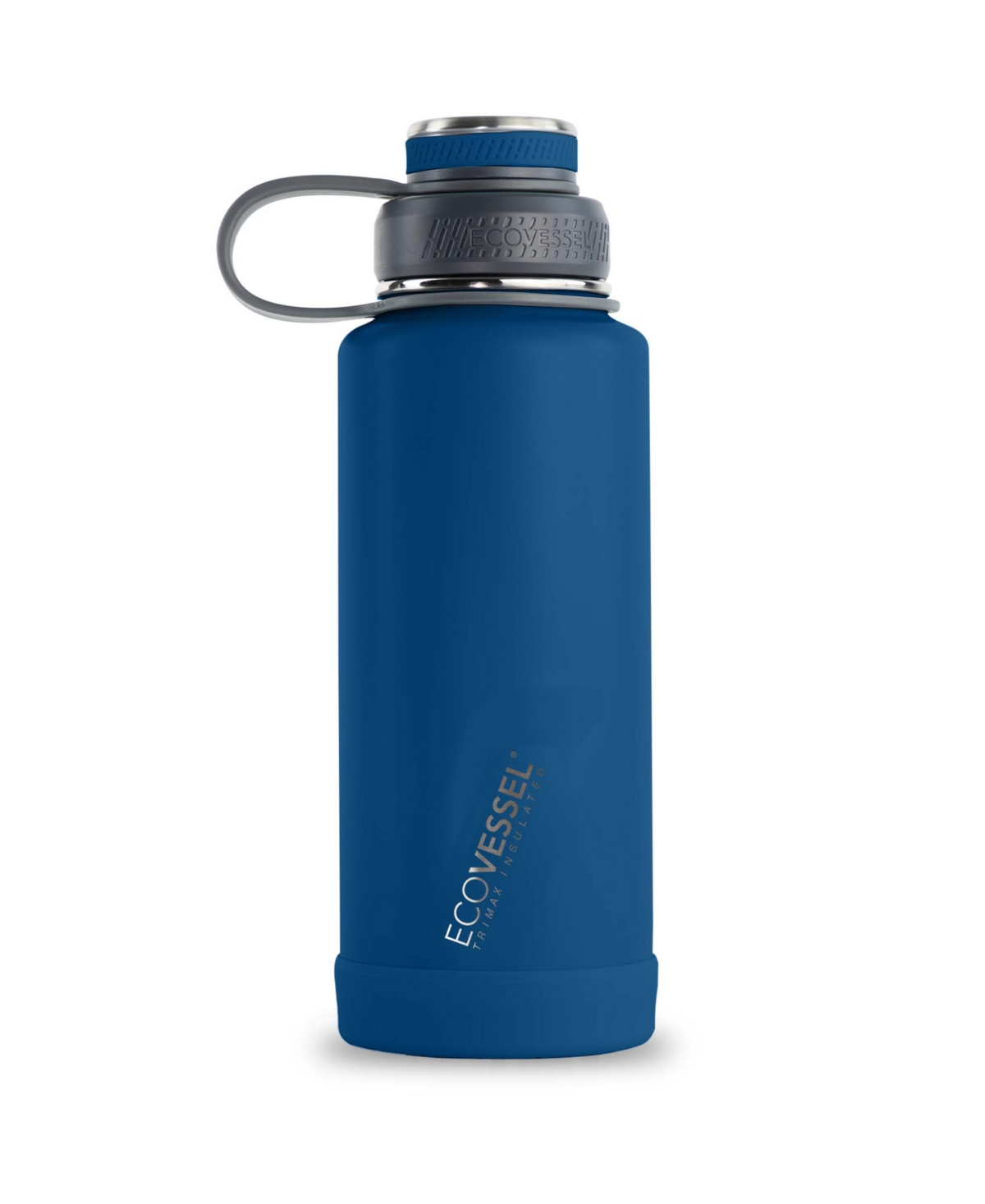 Ecovessel Boulder Trimax Insulated Stainless Steel Bottle Strainer And Silicone Bumper, 32 oz In Navy