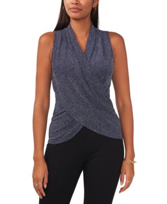 MSK - Women's Sleeveless Crossover-Front Glitter Top