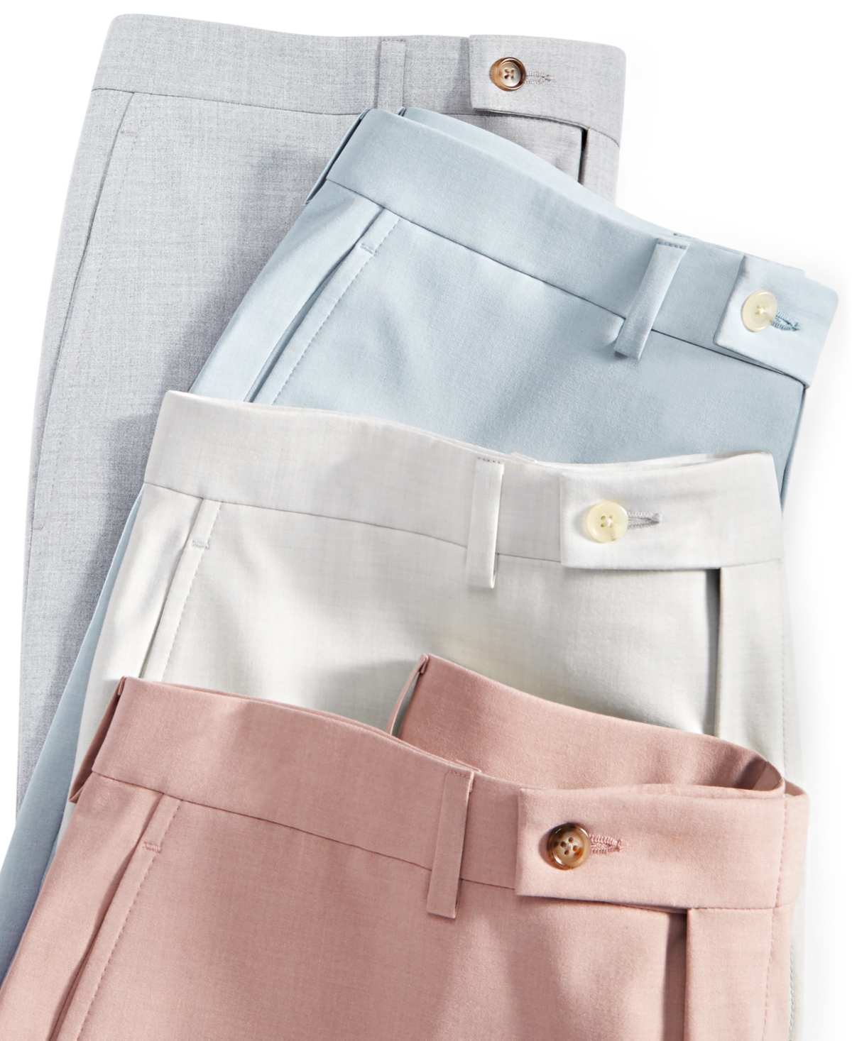 Shop Lauren Ralph Lauren Men's Classic-fit Ultraflex Stretch Flat-front Dress Pants In Light Grey Solid