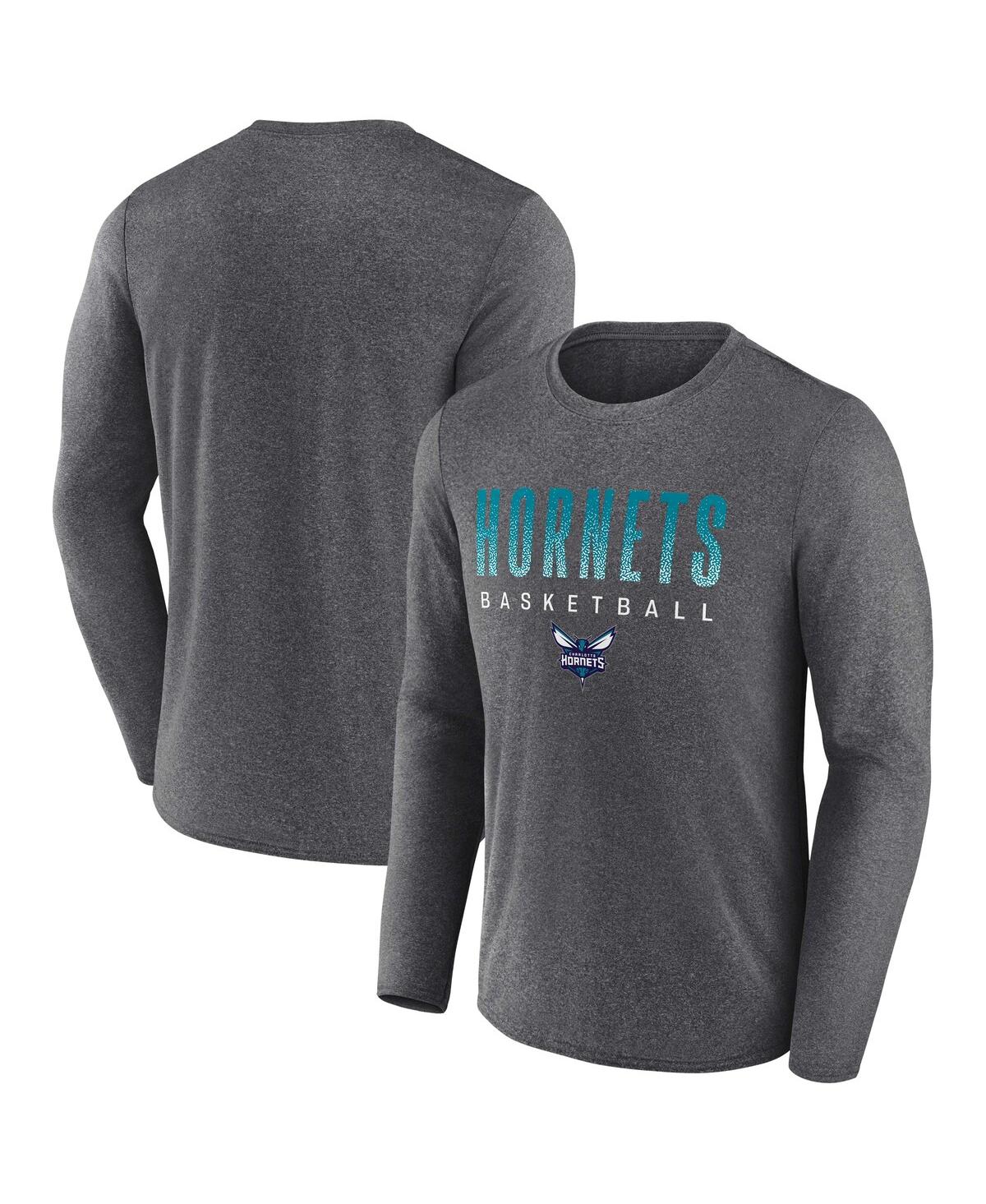 Men's FanaticsCharlotte Hornets Where Legends Play Iconic Practice Long Sleeve T-shirt - Heathered Charcoal