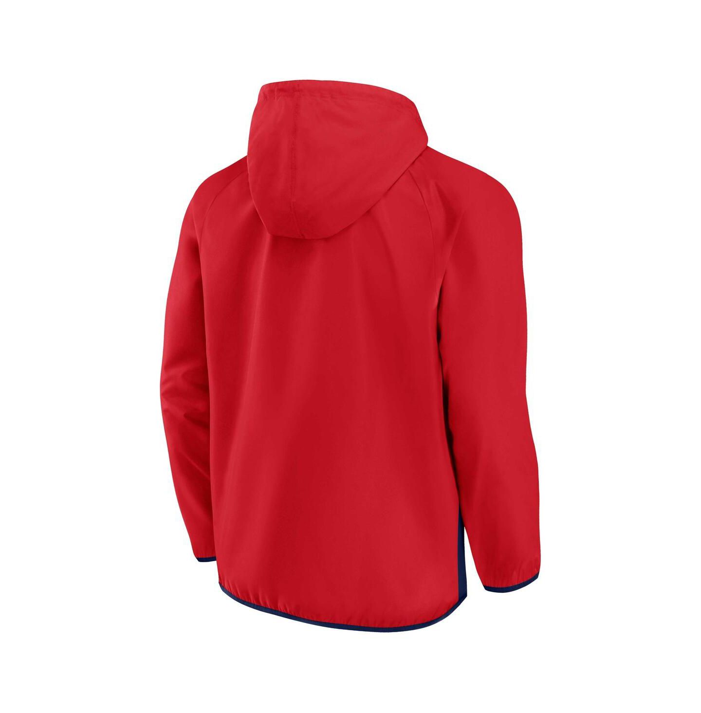 Мужские худи Fanatics Red, Navy Washington Capitals Backhand Shooter Defender Anorak Raglan Quarter-Zip Jacket — фото 2