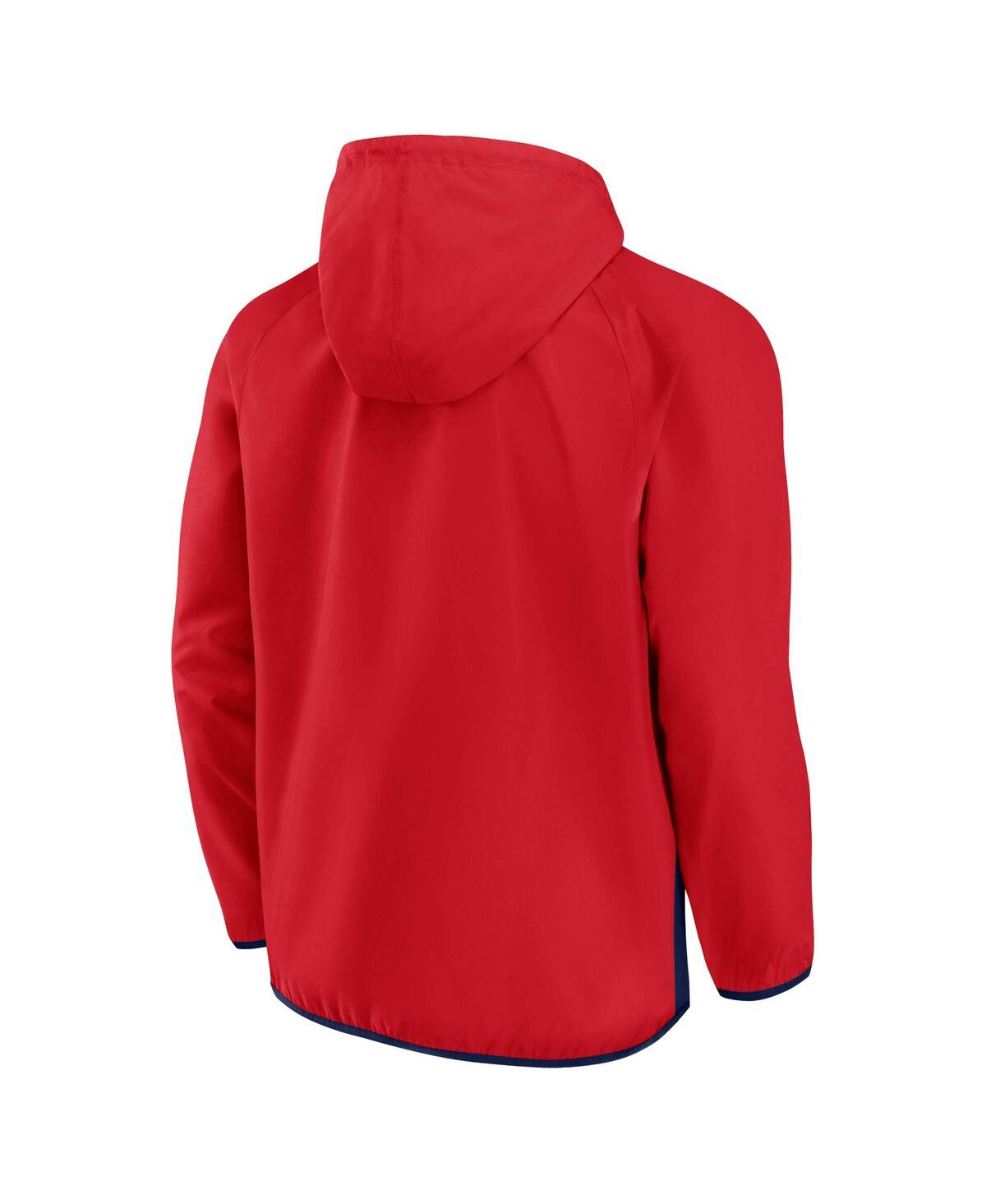 Fanatics Branded Red/navy Washington Capitals Backhand Shooter Defender Anorak Raglan Hoodie Quarter In Red,navy