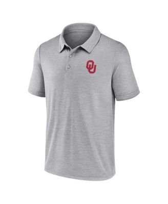 Men's Gray Oklahoma Sooners Striated Primary Logo Polo Shirt