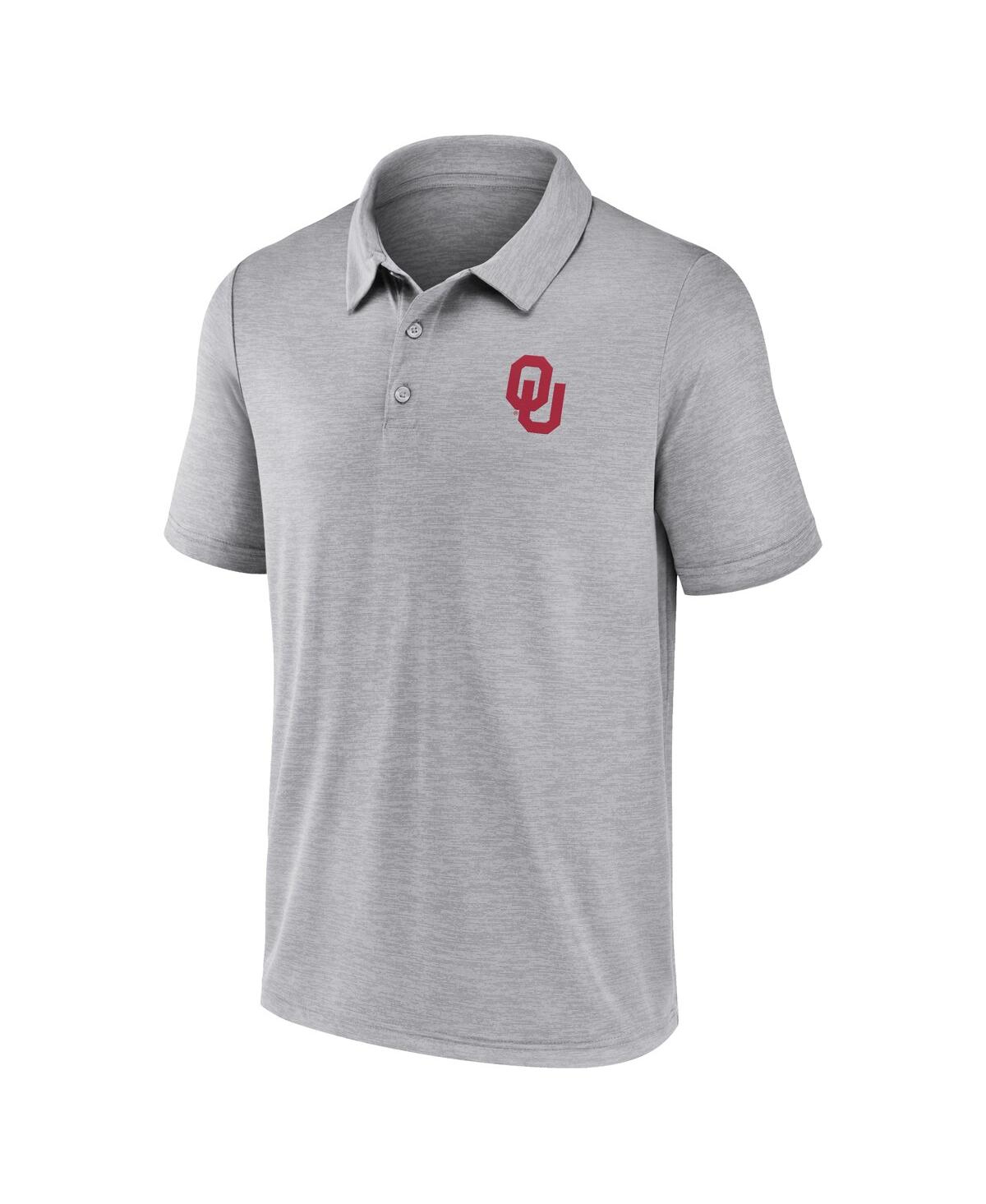 Shop Fanatics Men's  Gray Oklahoma Sooners Striated Primary Logo Polo Shirt