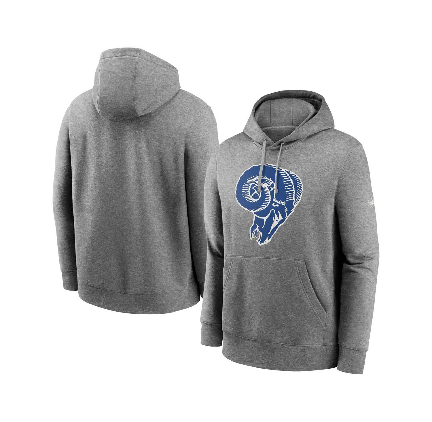 Men's Heathered Gray Los Angeles Rams Rewind Club Fleece Pullover Hoodie