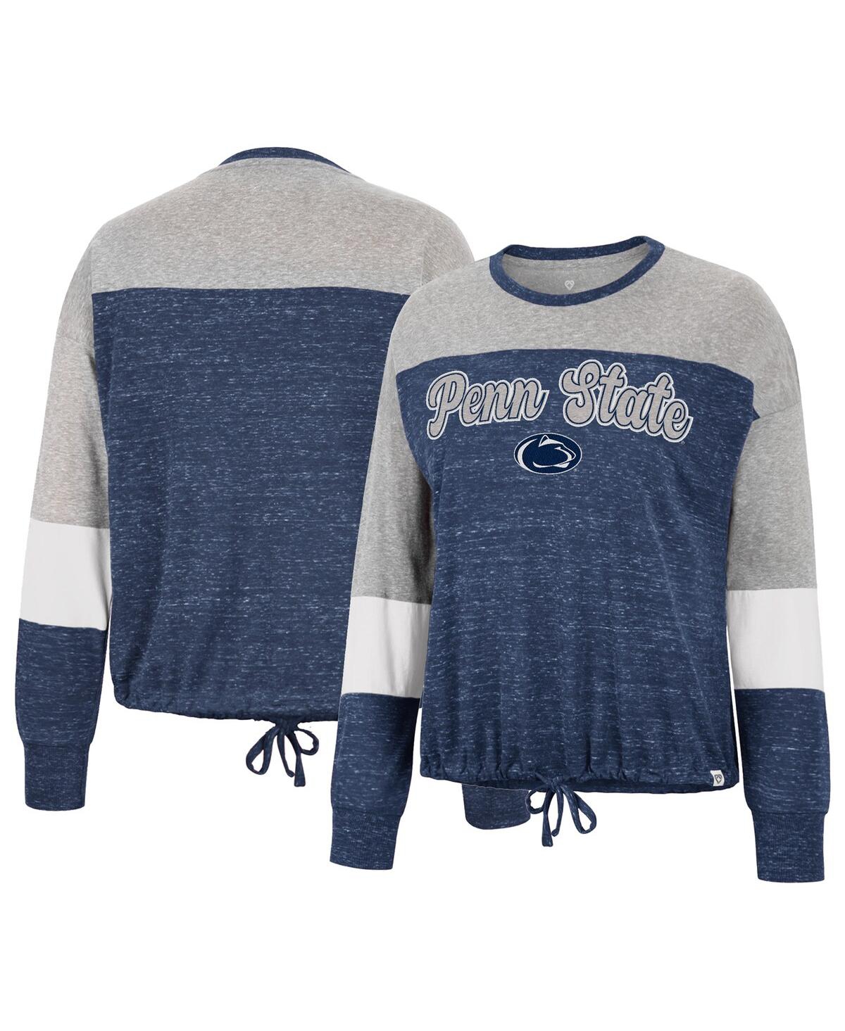 Shop Colosseum Women's  Navy Penn State Nittany Lions Joanna Tie Front Long Sleeve T-shirt