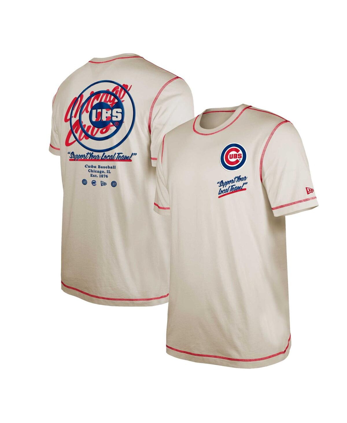 Shop New Era Men's  Cream Chicago Cubs Team Split T-shirt