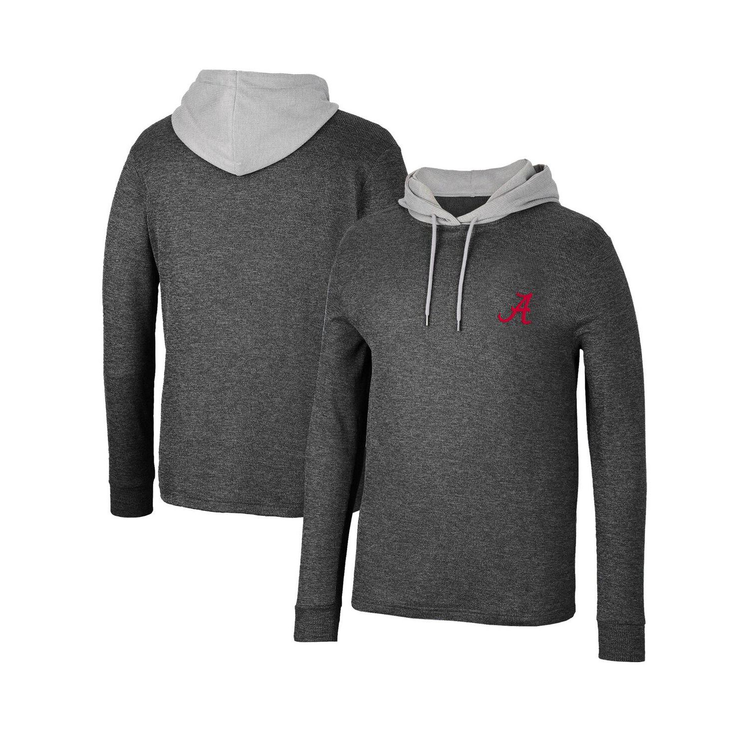 Men's Black Alabama Crimson Tide Ballot Waffle-Knit Thermal Long Sleeve Hoodie T-shirt
