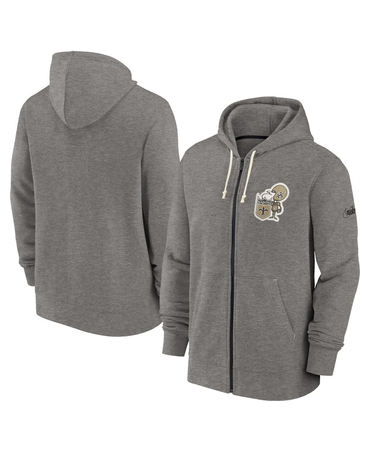 Men's NikeNew Orleans Saints Historic Lifestyle Full-Zip Hoodie - Heather Charcoal