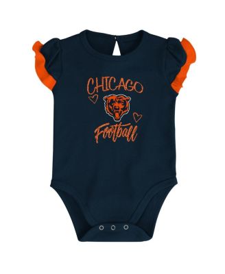 Newborn and Infant Boys and Girls Navy, Orange Chicago Bears Too Much Love Two-Piece Bodysuit Set