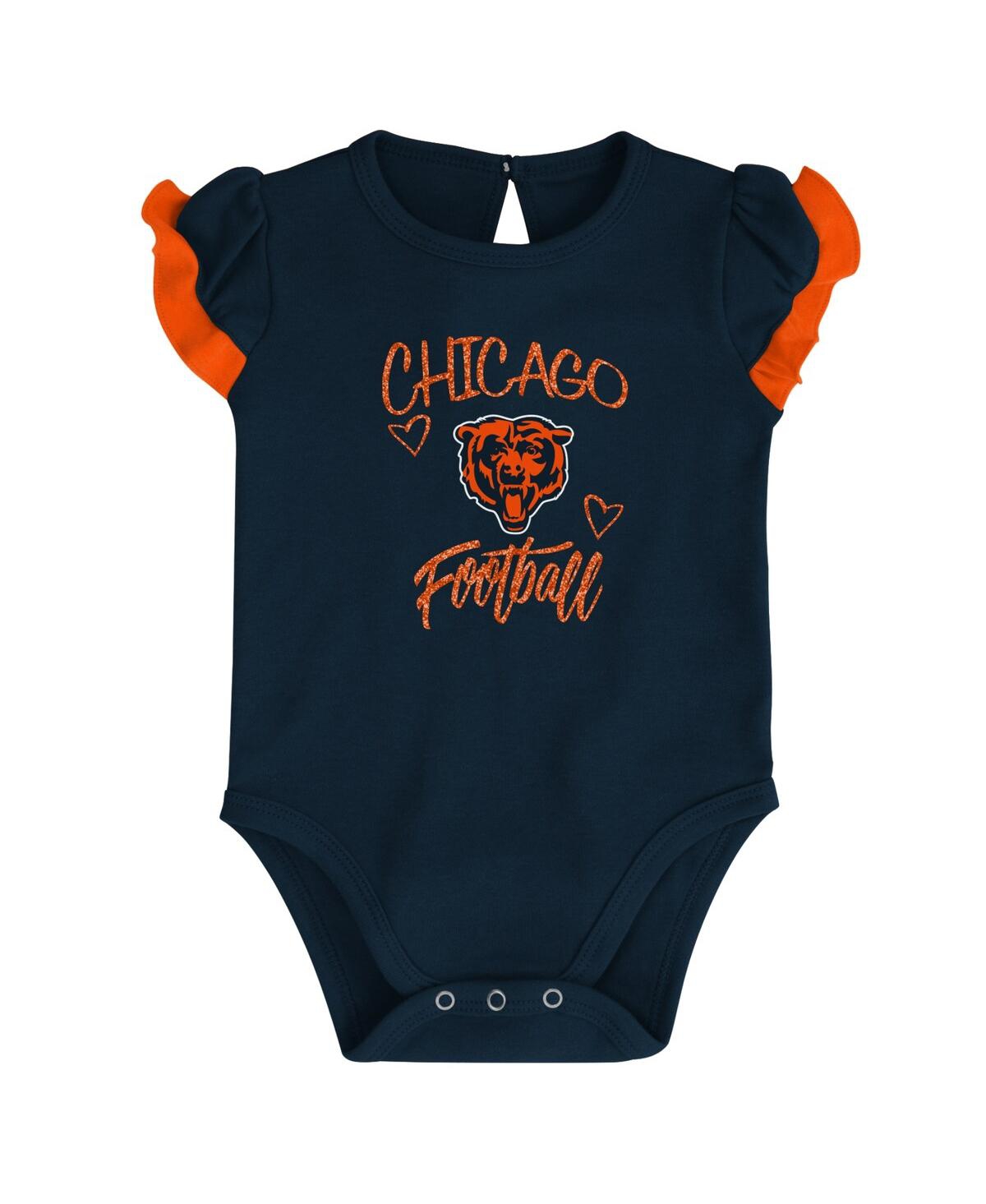 Shop Outerstuff Newborn And Infant Boys And Girls Navy, Orange Chicago Bears Too Much Love Two-piece Bodysuit Set In Navy,orange