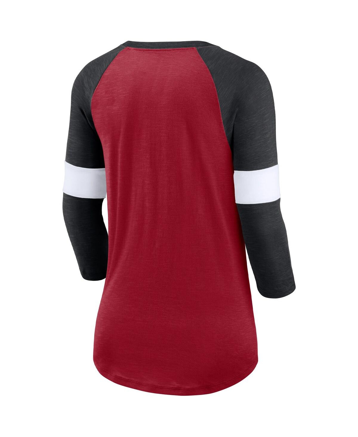 Shop Nike Women's  Arizona Cardinals Cardinal, Heather Black Football Pride Raglan 3/4-sleeve T-shirt In Cardinal,heather Black