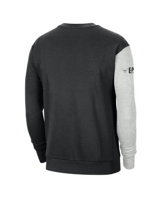 Men's Black and Heather Gray Chicago Bulls Courtside Versus Force and Flight Pullover Sweatshirt