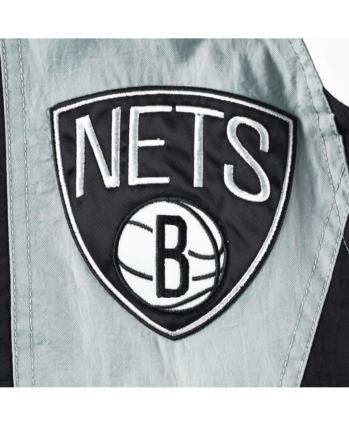 Shop Starter Men's  Black Brooklyn Nets Body Check Raglan Hoodie Half-zip Jacket