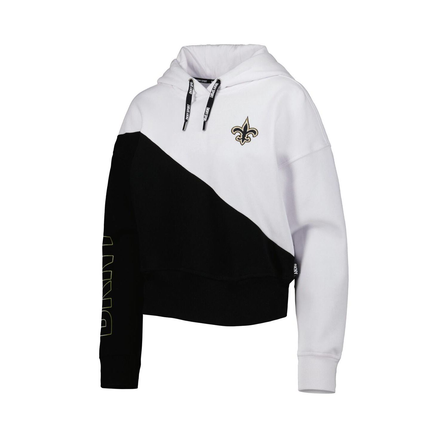 Women's White and Black New Orleans Saints Bobbi Color Blocked Pullover Hoodie