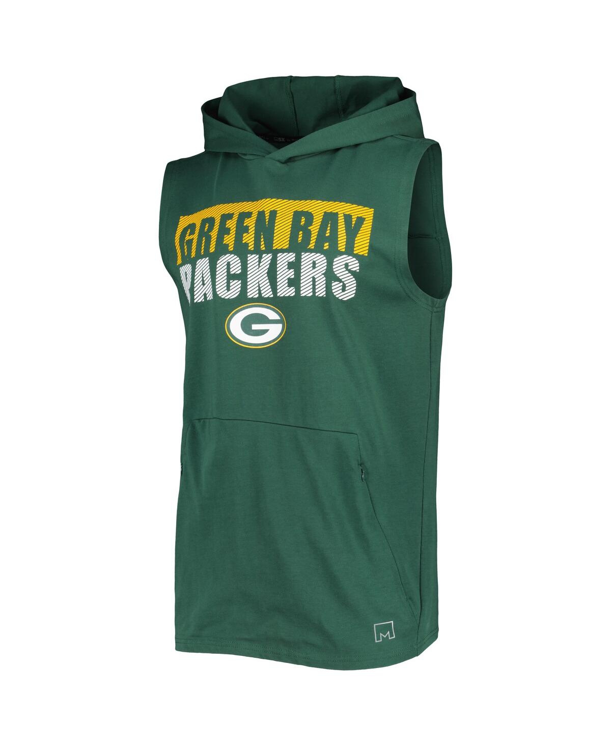 Shop Msx By Michael Strahan Men's  Green Green Bay Packers Relay Sleeveless Pullover Hoodie