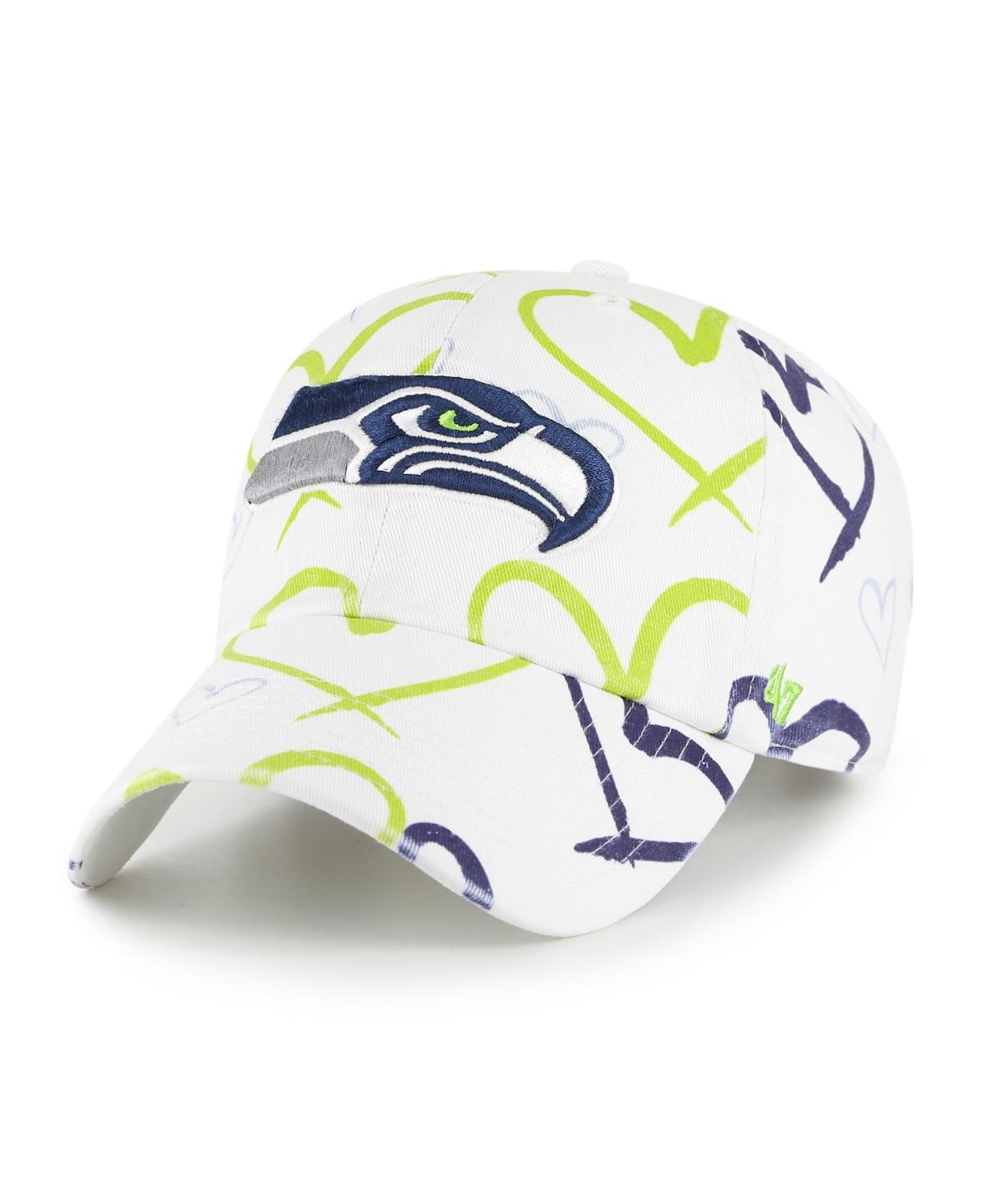 47 Brand Kids' Big Girls ' White Seattle Seahawks Adore Clean Up Adjustable Hat