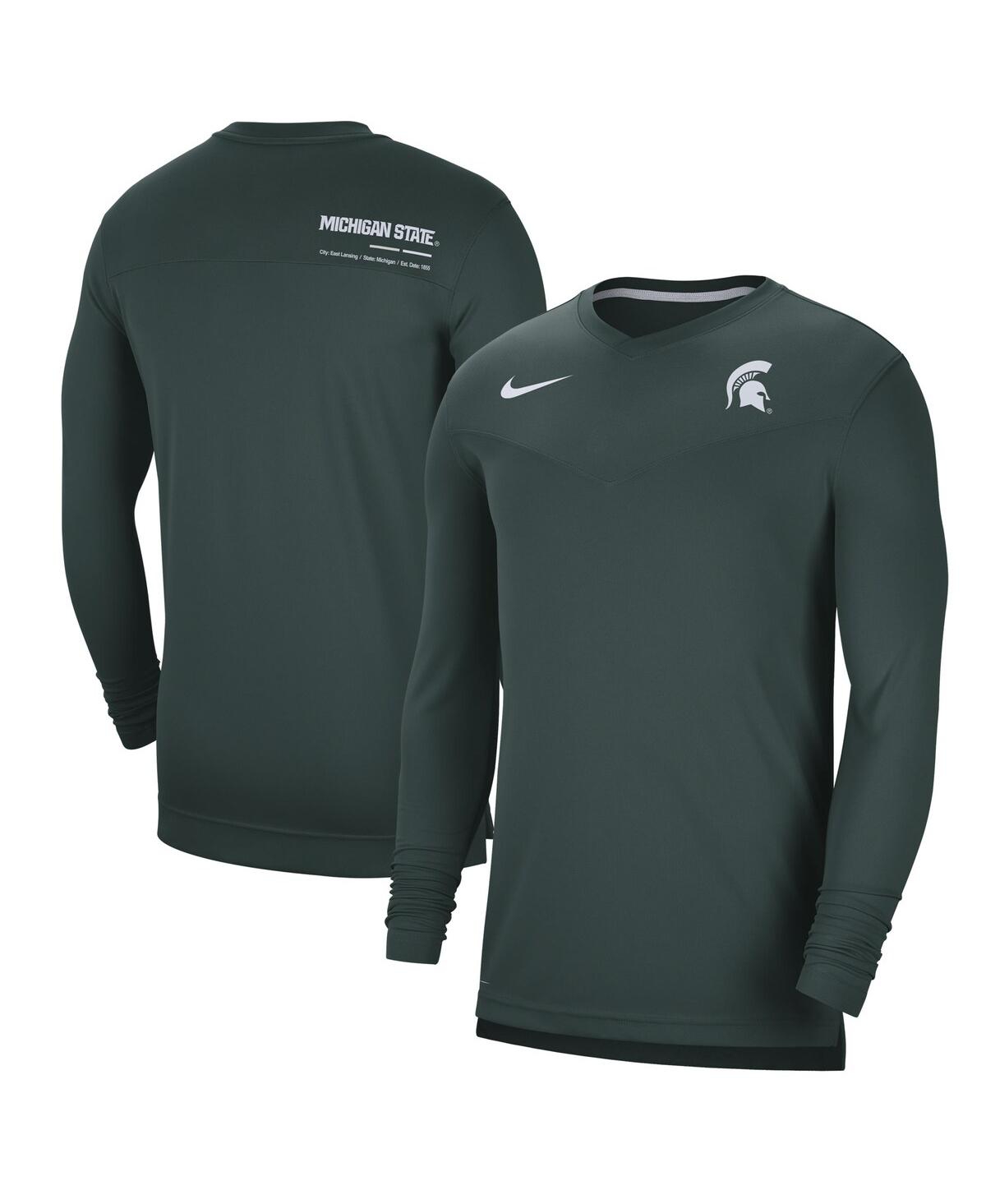 Shop Nike Men's  Green Michigan State Spartans 2022 Coach Performance Long Sleeve V-neck T-shirt