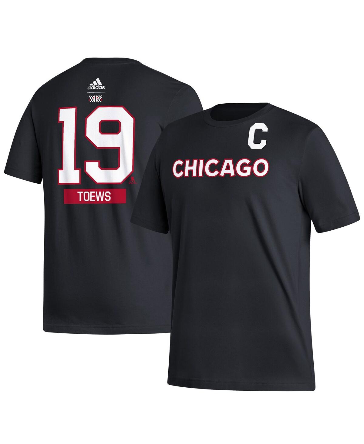 Adidas Originals Men's Adidas Jonathan Toews Black Chicago Blackhawks Reverse Retro 2.0 Name And Number T-shirt