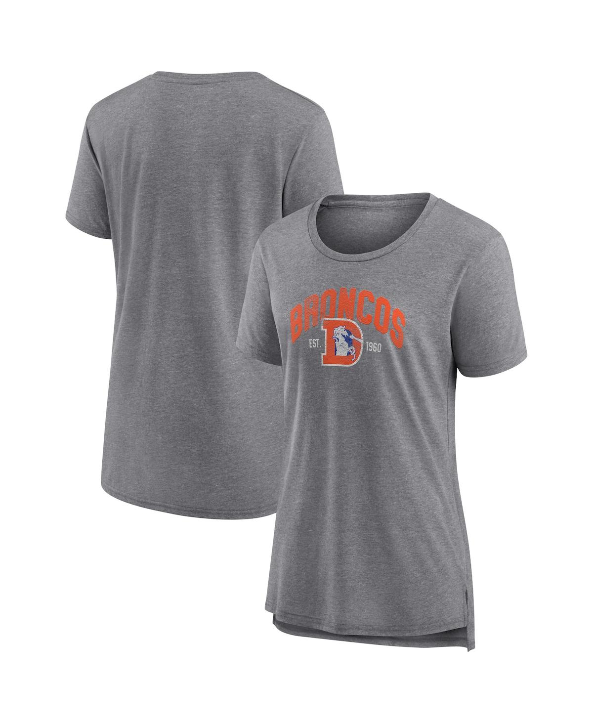 Fanatics Branded Heather Gray Denver Broncos Drop Back Modern Tri-blend T-shirt In Heather Gray