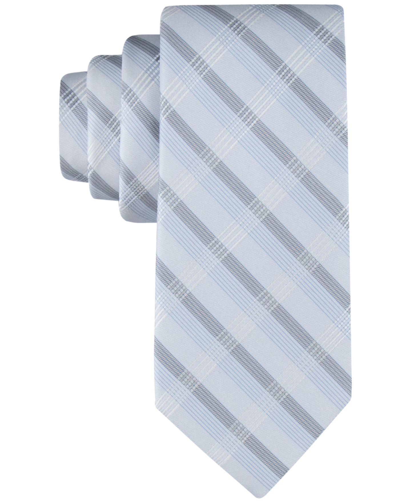 Мужской галстук Calvin Klein Creme Plaid Tie, цвет: Синий — фото 1