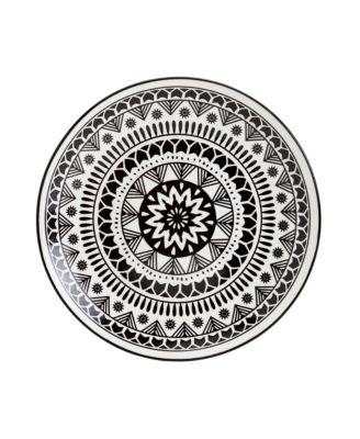 Black Pad Print 12 Pc. Dinnerware Set, Service for 4