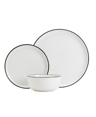 Black Rim 12 Pc. Dinnerware Set, Service for 4