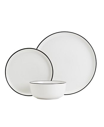 Tabletops Unlimited TTU Gallery 12-Pc Black Pad Print Dinnerware