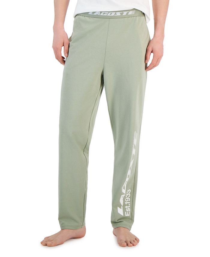 Lacoste Men's Regular-Fit Logo-Print Flannel Pajama Pants - Macy's