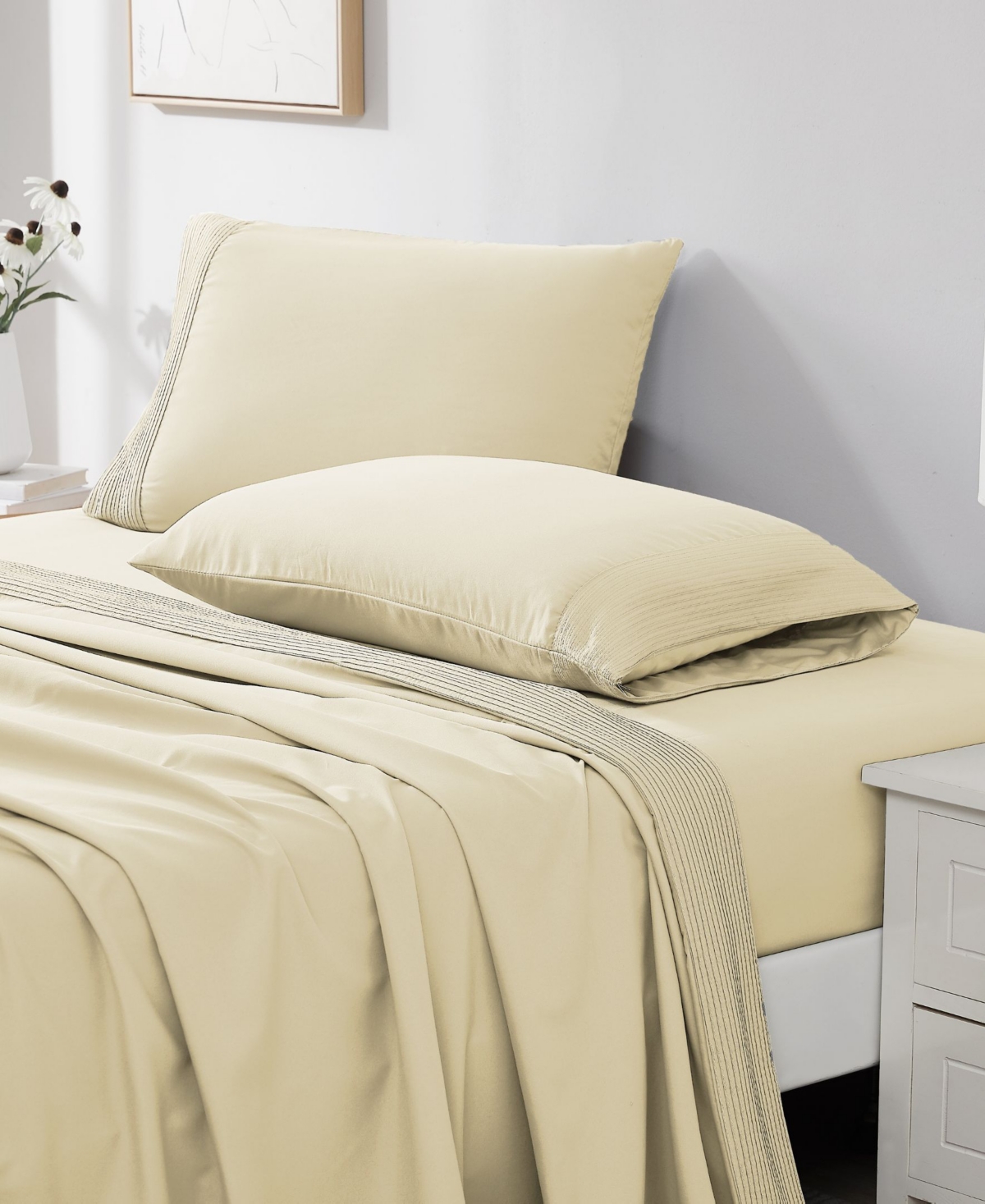 Southshore Fine Linens Classy Pleated 21" Extra deep, Pocket Sheet Set