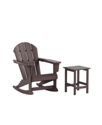 2-Piece Outdoor Adirondack Rocking Chair with Side Table Set
