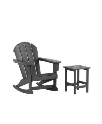 2-Piece Outdoor Adirondack Rocking Chair with Side Table Set