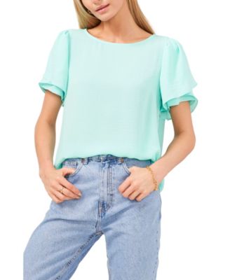 Vince Camuto - Women's Tulip-Sleeve Crinkle Gauze Blouse