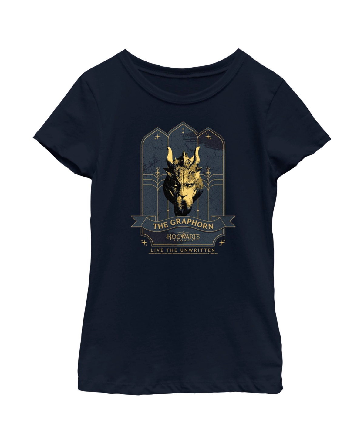 Warner Bros Girl's Hogwarts Legacy The Graphorn Logo Child T-shirt In Navy Blue