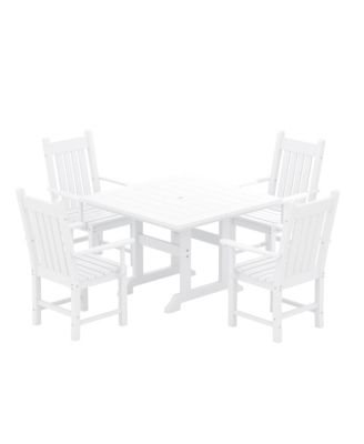 5 Piece Outdoor Patio Dining Set Outdoor Square Table and Armchair Set