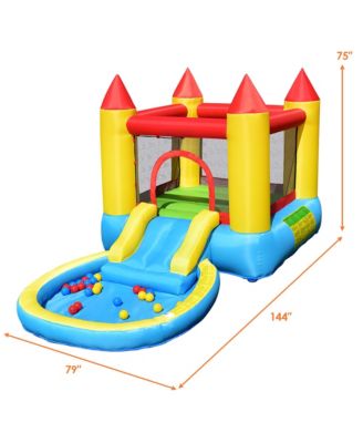 Inflatable Bounce House Kids Slide Jumping Castle Bouncer w/ balls Pool & Bag