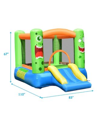 Inflatable Bounce House Jumper Castle Kids Playhouse w/ Basketball Hoop & Slide
