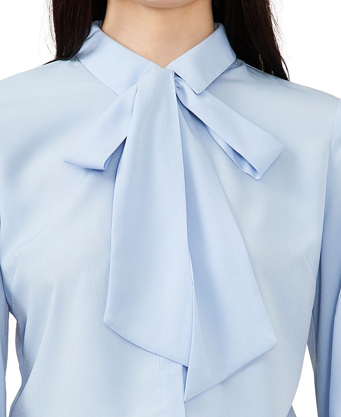 CeCe Women's Long Sleeve Button-Up Bow Neck Blouse - Macy's