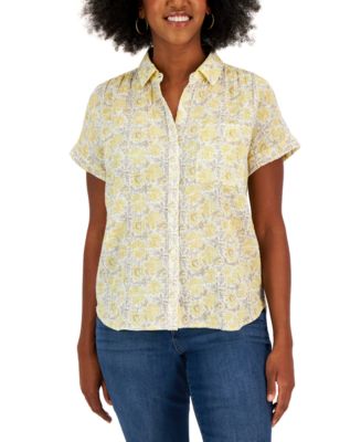 売れ筋商品|||スタイルアンドコー カットソー トップス レディース Petite Cotton Gauze Camp Shirt, Created for Macy's Deep Black Style & Co Women's Camp Shirt & Gauze Pants, Created for