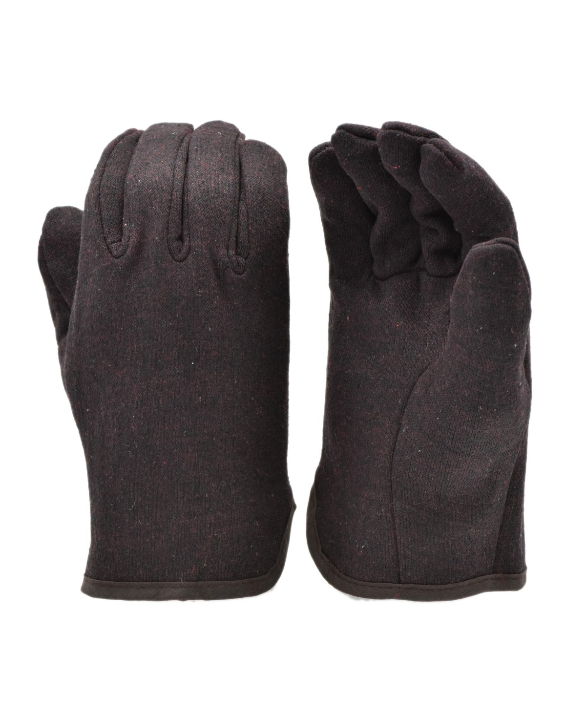 Brown Jersey Work Gloves w/ Fleece Lining, 12 pairs - Brown