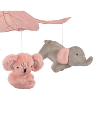Calypso Pink/Gray Koala & Elephant Musical Baby Crib Mobile